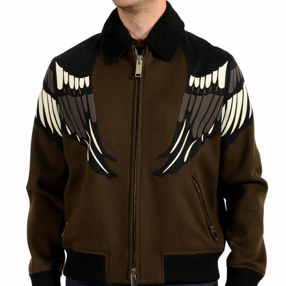 Valentino Men's Cashmere Wool Embroidered Full Zip Bomber Jacket US M IT 50 - Picture 1 of 7